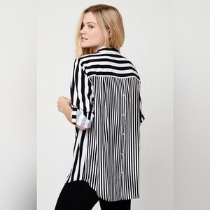Jane and‎ Delancey Black and White Striped Women's Top